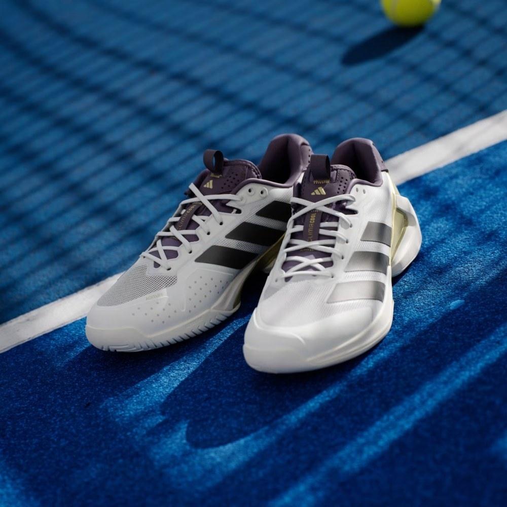 Кроссовки мужские Adidas Adizero Ubersonic 5, Белые/Черные/Золотые (р. 44,5)