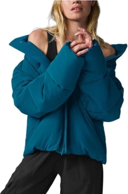 (CN) Пуховик женский Alo Yoga 191677362093, Бирюзовый (2XL)