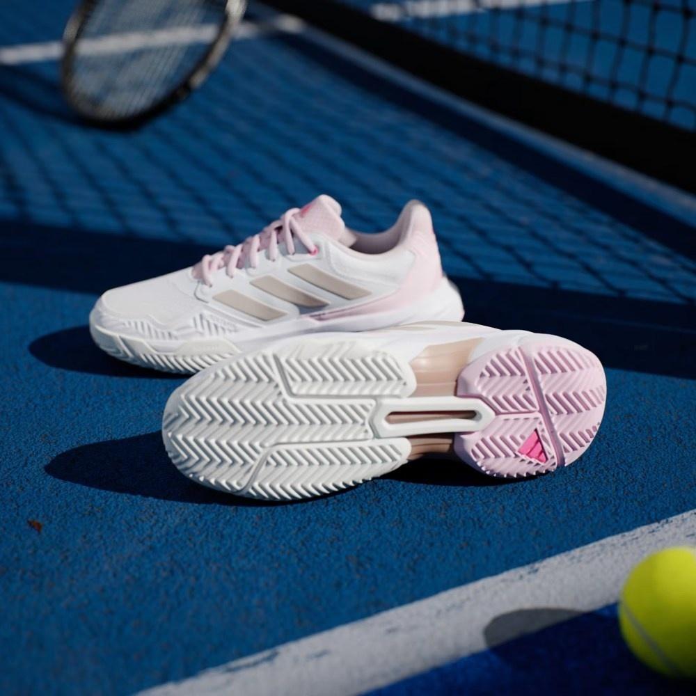 Кроссовки женские Adidas Courtjam Control 3, Белые/Розовые, с системой стабилизации, из переработанных материалов (р. 35,5)