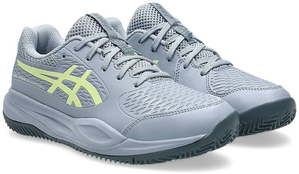 Кроссовки мужские Asics Gel-Resolution X GS CLAY, Серые/Салатовые (р. 32,5)