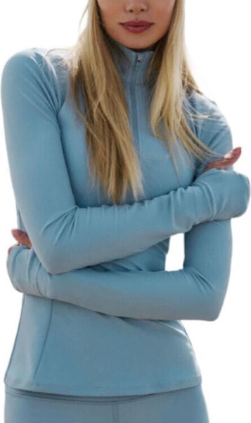 (CN) Лонгслив Alo Yoga Alosoft 1/2 Zip Rapid Pullover, Голубой (XS)