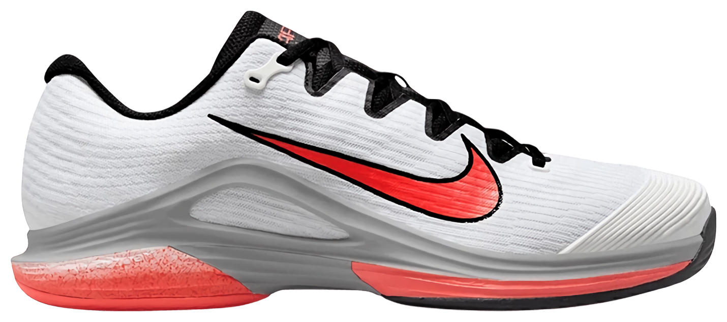 Кроссовки мужские Nike Vapor 12 HC Premium, Белые/Оранжевые/Серые, для харда, с технологией Air Zoom (р. EUR 45)