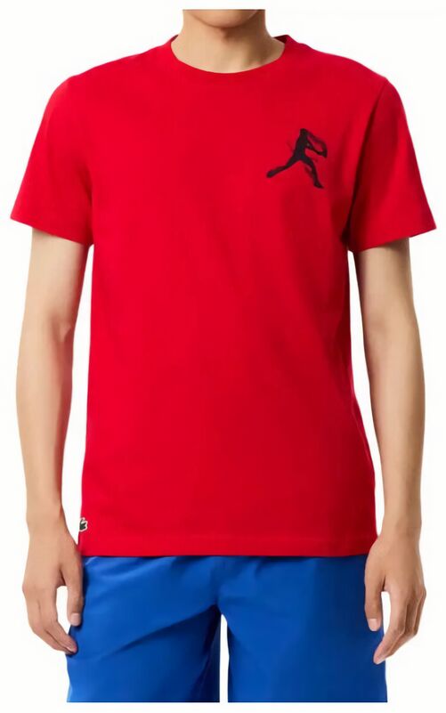 (EU) Футболка и кепка мужские Lacoste набор фаната Джоковича TH1044, Красная (XL)