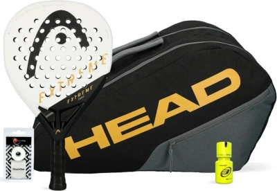 Набор ракетка Head Extreme Edge White + Сумка Padelbag Head Edge + Овергрип Shockout + Защитная лента + Банка геля Bullpadel Dry