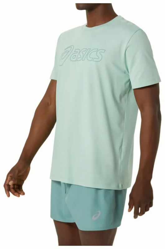 (EU) Футболка мужская Asics c коротким рукавом с логотипом, Зелёная (S)