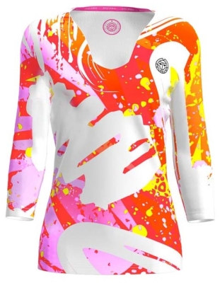 Футболка женская Bidi Badu Wild Arts V-Neck, рукав 3/4, Белая/Разноцветная (M)