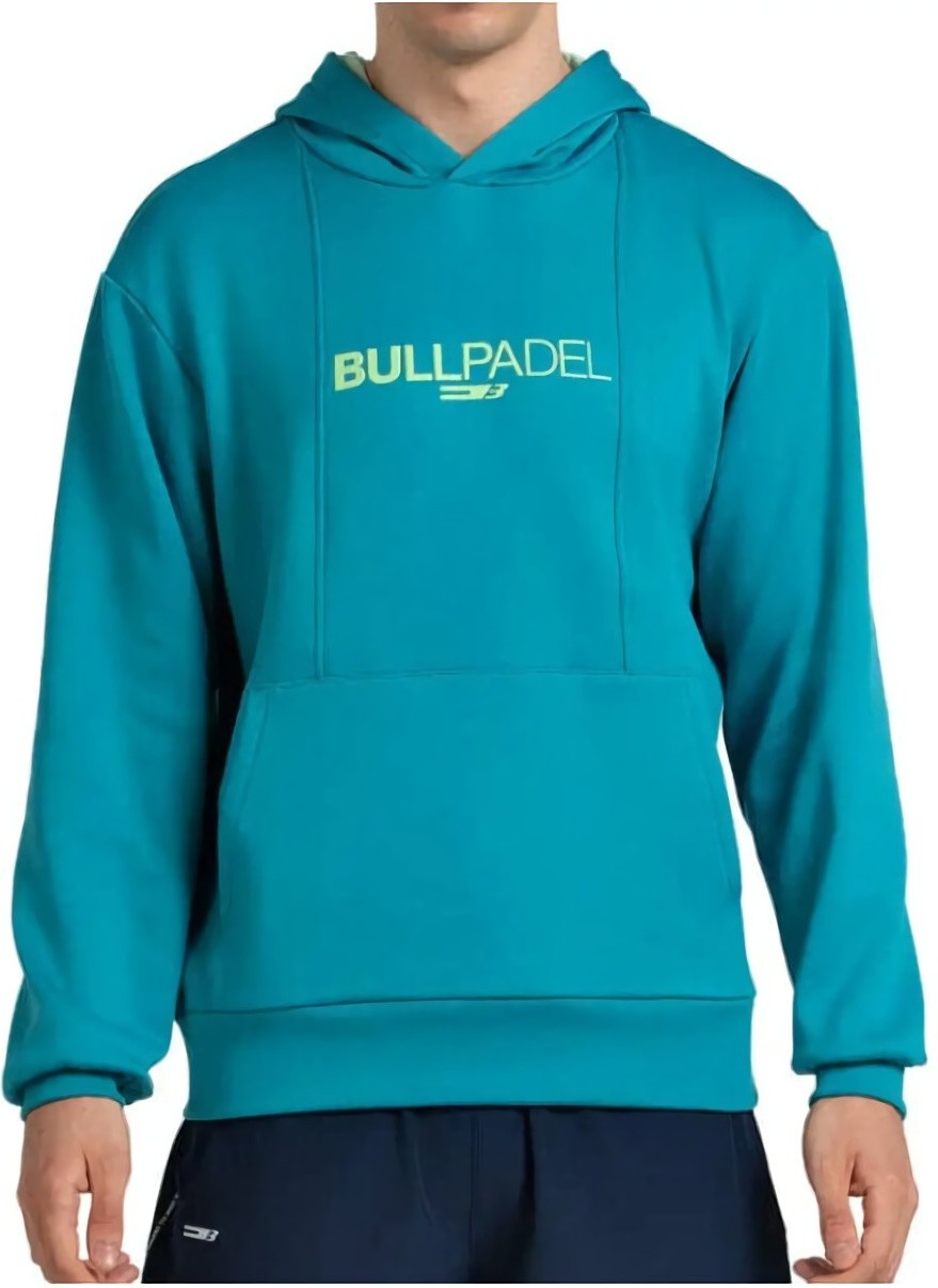 (EU) Толстовка мужская Bullpadel Acube с капюшоном, с карманом, Бирюзовая (S)