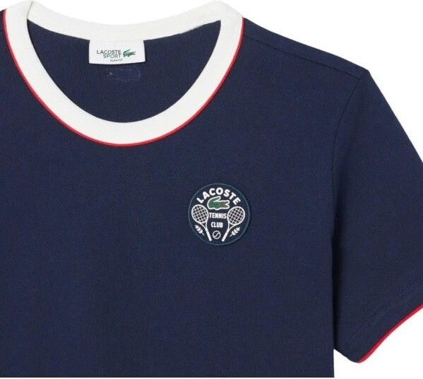 (EU) Футболка женская Lacoste Heritage, Синяя (р. 38)