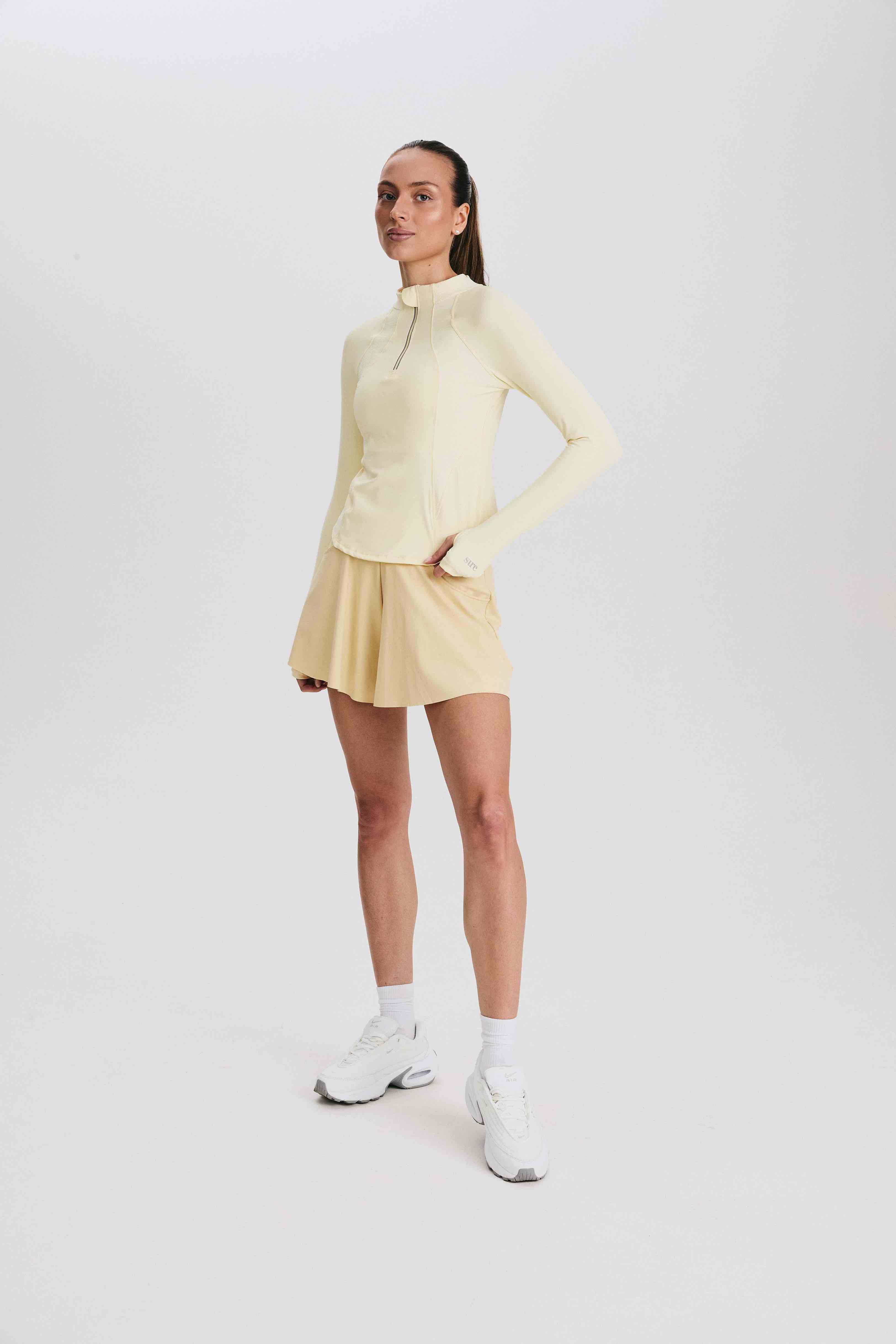 Лонгслив женский SURE Рашгард 1/2 zip, Жёлтый (S)
