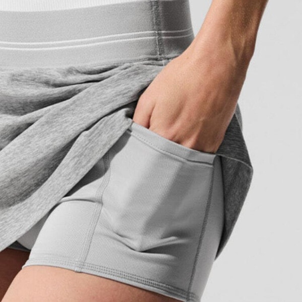 (CN) Комплект женский Alo Yoga Casual Short Skirts Athletic Heather Grey/White, Серые (XS)