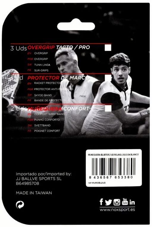 (EU) Напульсник Nox, Красный, 6 блистеров (2 шт в упак)