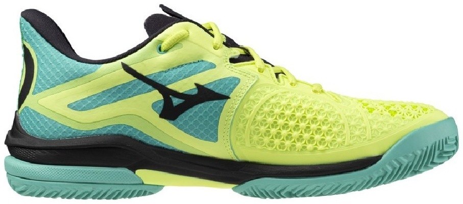Кроссовки мужские Mizuno Wave Exceed Tour 6 CC, Жёлтые/Голубые, для грунта (р. 45)
