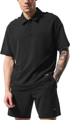 (CN) Поло мужское для спорта Alo Yoga Double Take Polo Shirt Men's, Чёрную (XL)
