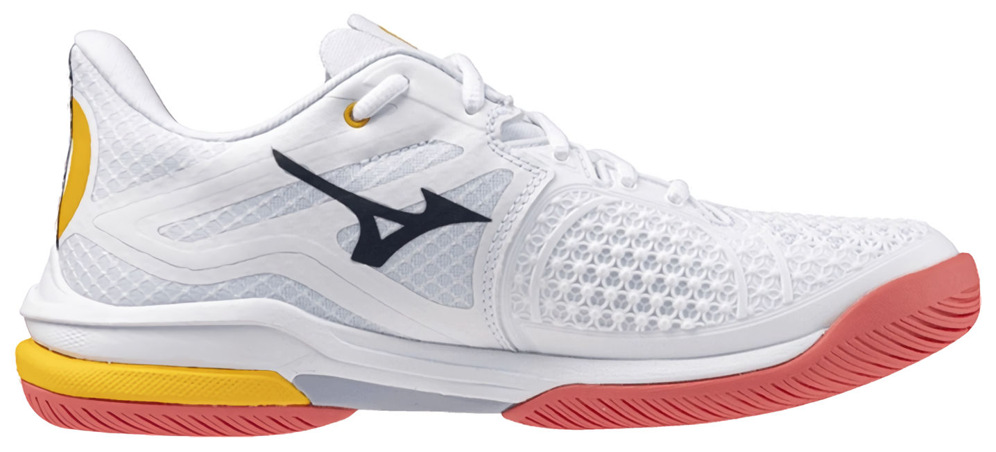 Кроссовки женские Mizuno Wave Exceed Tour 6 AC, Белые/Коралловые/Оранжевые, для всех покрытий (р. EUR 41)