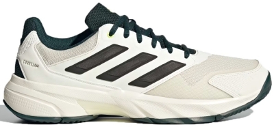 Кроссовки мужские Adidas Courtjam Control 3, Белые/Тёмно-зелёные, для хард-корта, с переработанными материалами (р. 46,5)