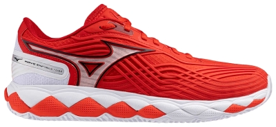 Кроссовки мужские Mizuno Wave Enforce Tour 2, Огненно-Красный/Белый/Томат, грунтовые, с технологиями Wave и Enerzy (р. EUR 44)