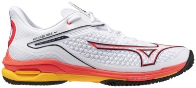 Кроссовки мужские Mizuno Wave Exceed Tour 6 AC, Белый/Красный/Чёрный, с технологией Mizuno Wave (р. 44)