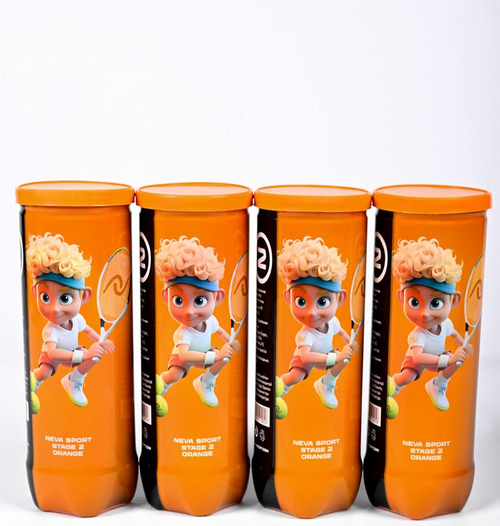 Мячи для тенниса Neva Sport Orange, 24 банки (3 шт в банке)