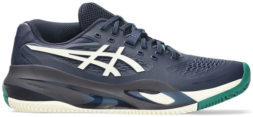 Кроссовки мужские Asics GEL-RESOLUTION X CLAY, Темно-синий/Белый/Зеленый, для грунтового корта (р. 46,5)