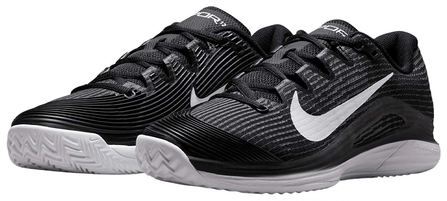 Кроссовки женские Nike Vapor 12, Черный/Белый/Дымчатый Серый, грунтовые (р. EUR 38.5)