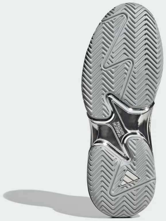 Кроссовки мужские Adidas Barricade 13 Silver Edition, Серебристые, с технологией Geofit, Torsion System (р. 40,5)