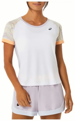 (EU) Футболка женская Asics Court Graphic Ss Top 2042A258, Белая (XS)
