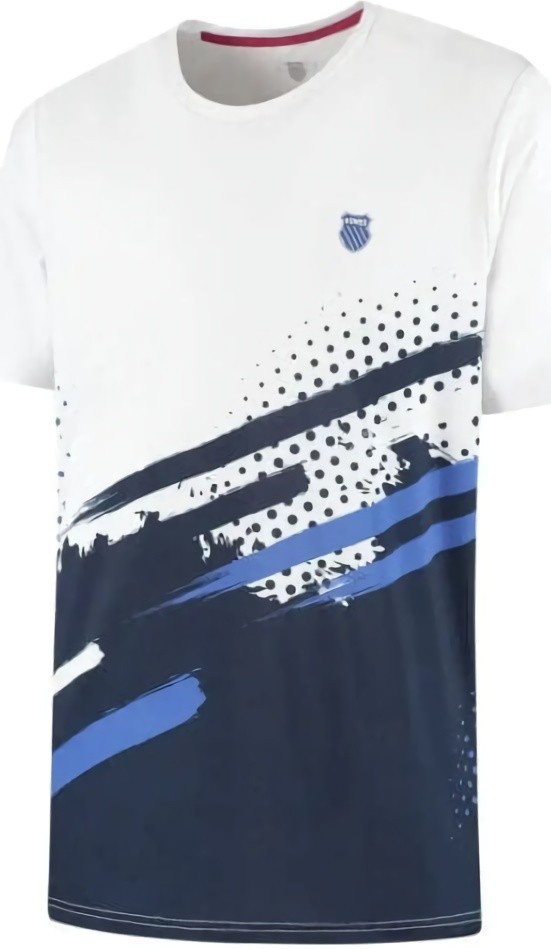 (EU) Футболка мужская K-Swiss Hypercourt Print Crew Stripe, Белая (M)