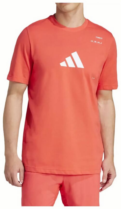 (EU) Футболка мужская Adidas с графическим принтом KME04, Оранжевая (S)
