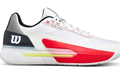 (EU) Кроссовки мужские Wilson Rush Tour 5 Clay White/Red Wrs339940, Белые (р. 47 1/3)