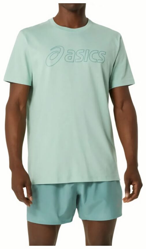 (EU) Футболка мужская Asics c коротким рукавом с логотипом, Зелёная (S)