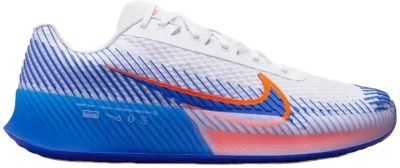 Кроссовки мужские Nike Zoom Vapor 11, Белые/Синие/Оранжевые, теннисные (р. 39)
