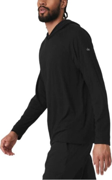 (CN) Толстовка спортивная мужская для бега Alo Yoga CORE HOODED RUNNER, Чёрная (S)