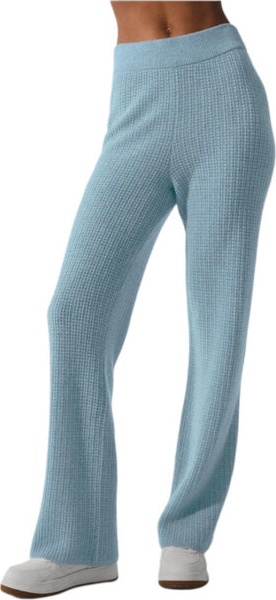 (CN) Кашемировые брюки Alo Yoga Cashmere High-Waist Plush Waffle Pant, Голубые (S)