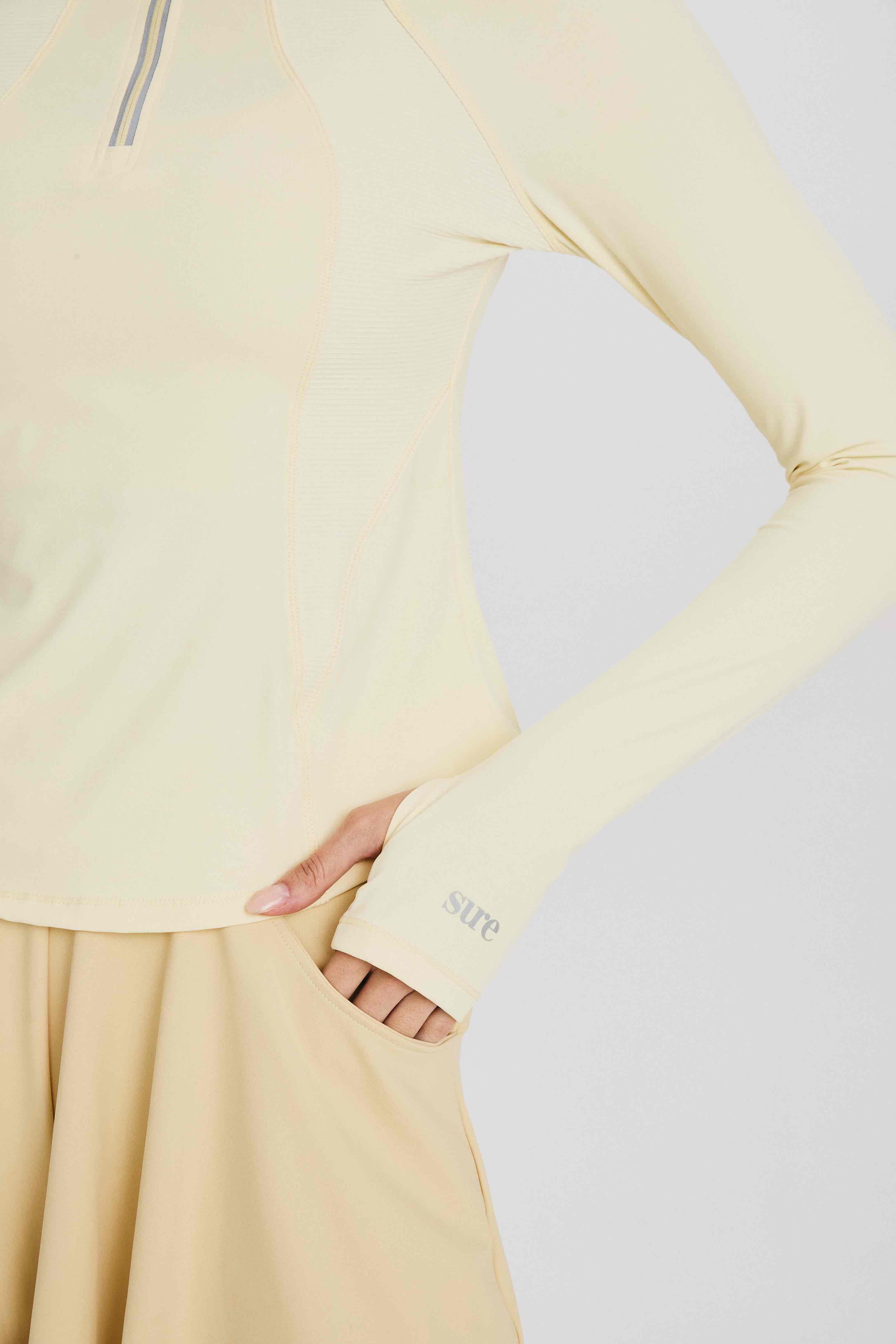 Лонгслив женский SURE Рашгард 1/2 zip, Жёлтый (S)