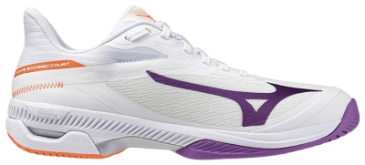 Кроссовки женские Mizuno Wave Exceed Court, Белые/Георгин/Оранжевые (р. 40,5)