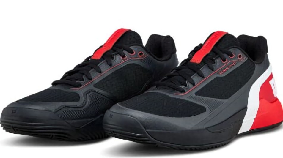 (EU) Кроссовки мужские Wilson Rush Pro 5 Padel Black/Red Wrs338750, Чёрные (р. 46 2/3)
