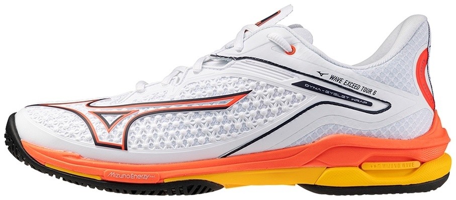 Кроссовки мужские Mizuno Wave Exceed Tour 6 AC, Белый/Красный/Чёрный, с технологией Mizuno Wave (р. 44)