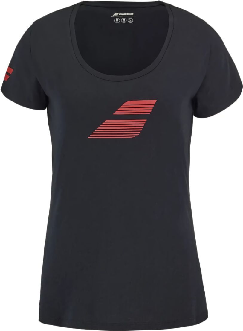 (EU) Футболка женская Babolat Exercise Flag Tee, Чёрная (XS)