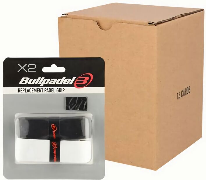 (EU) Овергрип Bullpadel, Черно-белый, 12 блистеров (2 шт в упак)