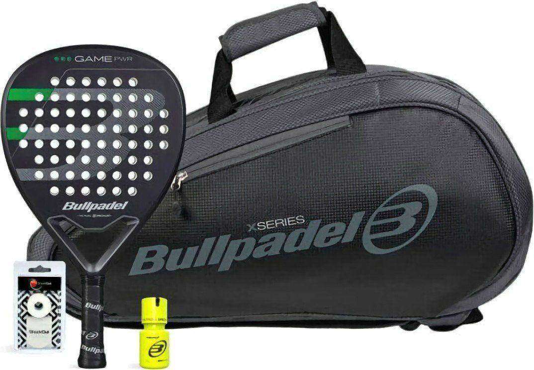 (EU) Набор ракетка Bullpdel GAME PWR + Сумка Bullpadel Avant 2 + Овергрип Shockout + Гель Bullpadel Dry Grip