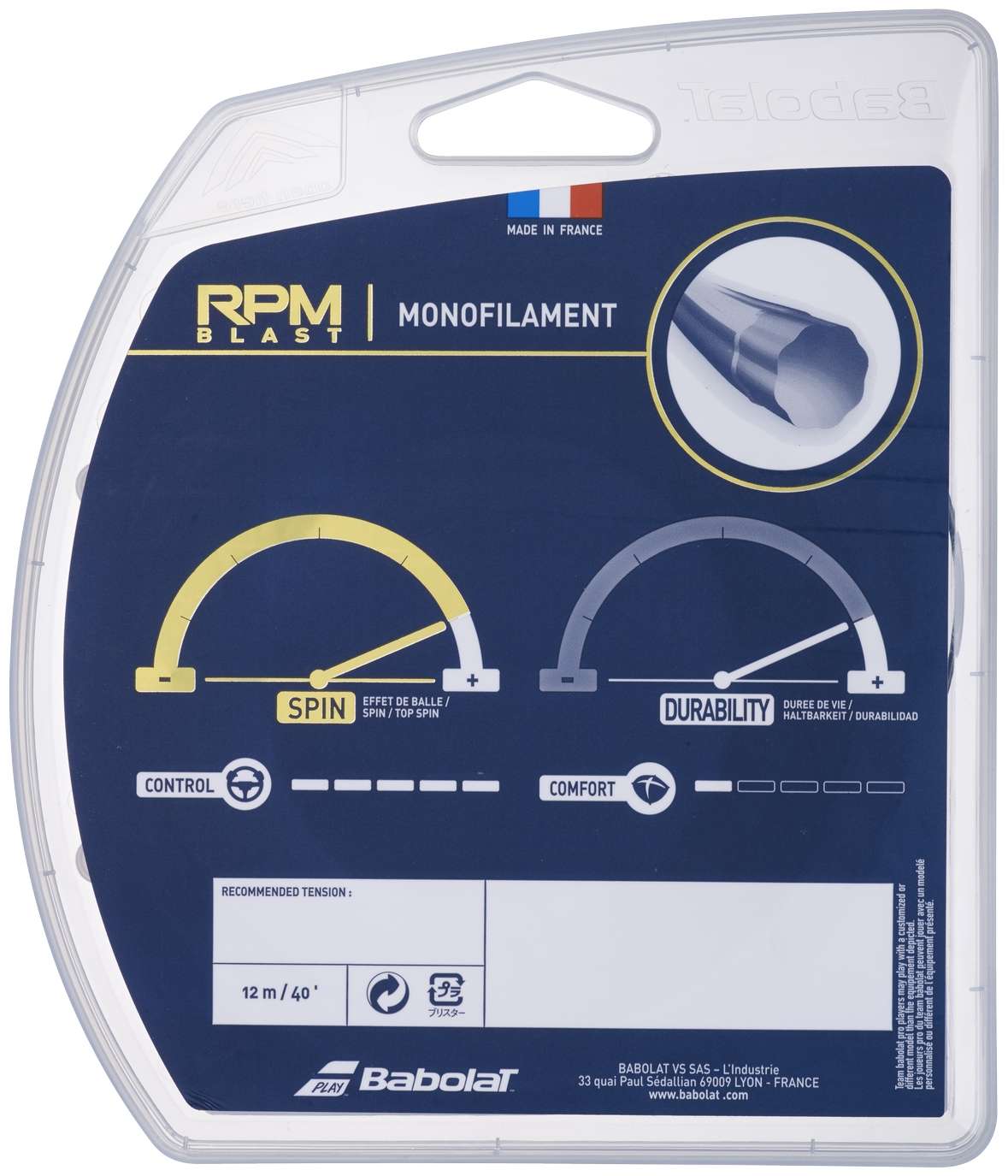 Струна для тенниса Babolat RPM Blast, 12 м, 1,30 мм, Чёрная