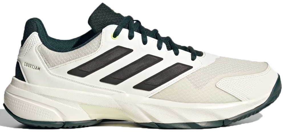 Кроссовки мужские Adidas Courtjam Control 3, Белые/Тёмно-зелёные, для хард-корта, с переработанными материалами (р. 46,5)