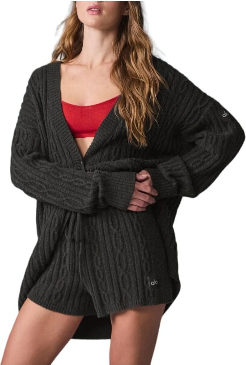 (CN) Кардиган женский Alo Yoga V-neck Thickened Knitted, Серый (XS)