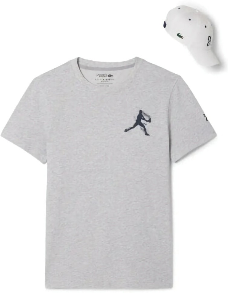 (EU) Футболка мужская Lacoste Djokovic Fan Pack, Серая (2XL)