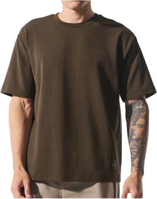 (CN) Футболка мужская Alo Yoga Double Take Short Sleeve, Коричневая (L)