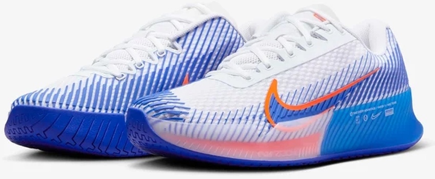 Кроссовки мужские Nike Zoom Vapor 11, Белые/Синие/Оранжевые, теннисные (р. 39)