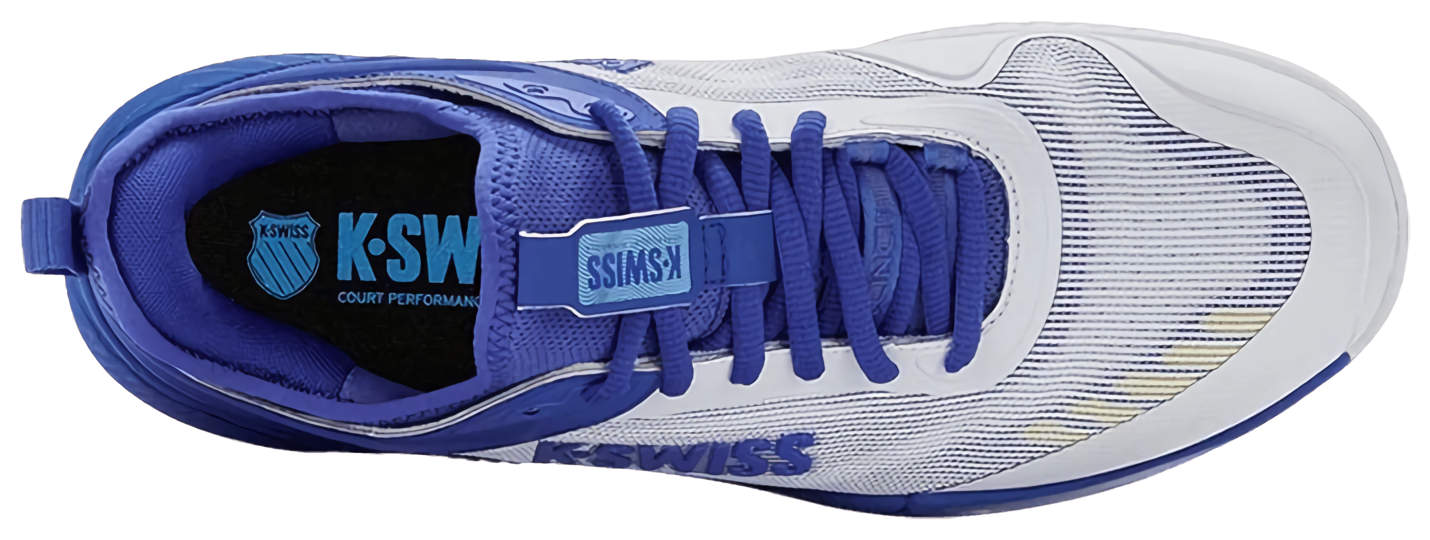 Кроссовки мужские K-Swiss Hypercourt Pinnacle, Бело-Сине-Бирюзовые, с карбоновой пластиной, для тенниса (р. EUR 44.5)