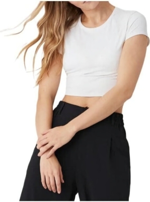 (CN) Кроп-топ женский Alo Yoga Alosoft Crop Finesse Short Sleeve, Белый (XS)