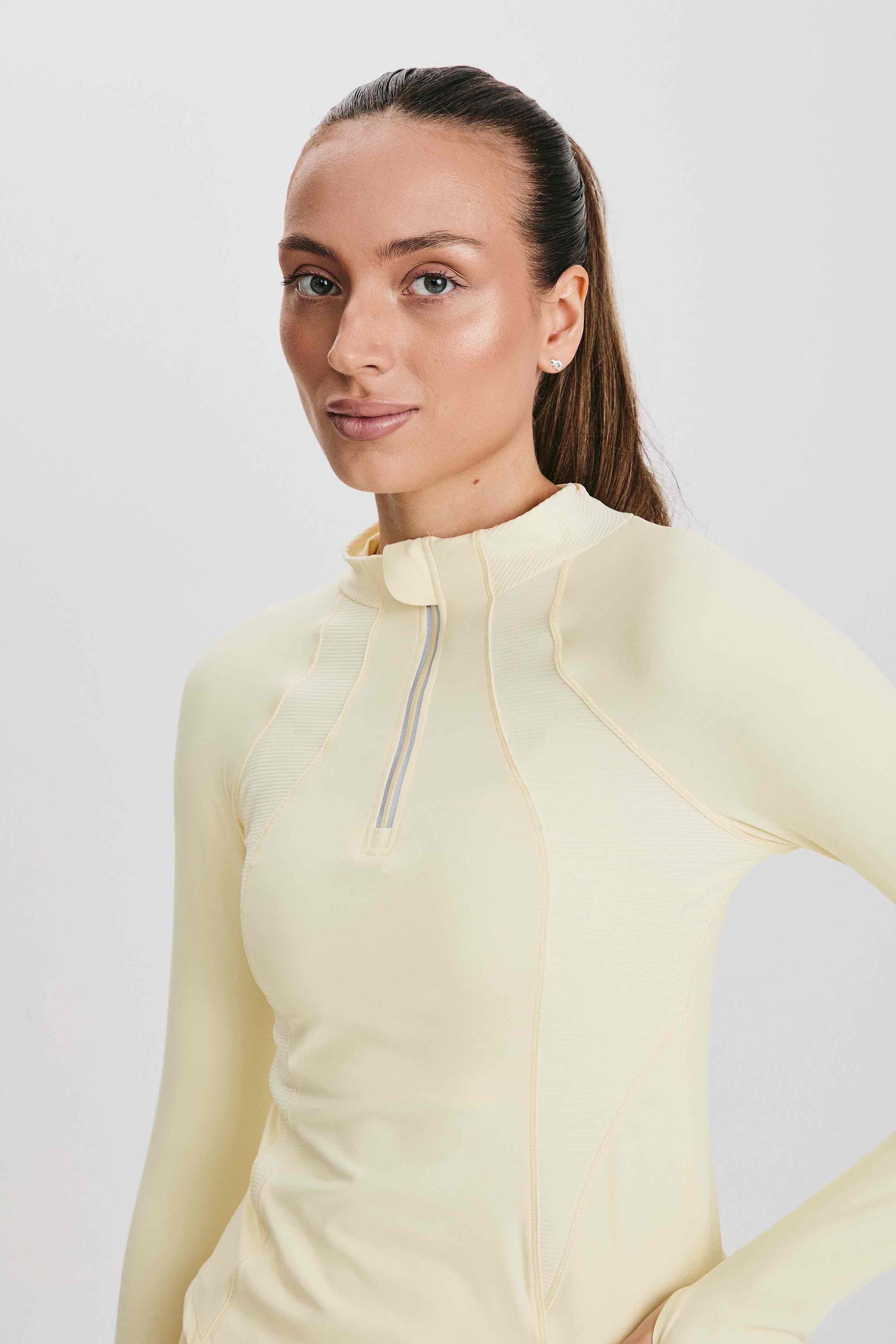 Лонгслив женский SURE Рашгард 1/2 zip, Жёлтый (S)