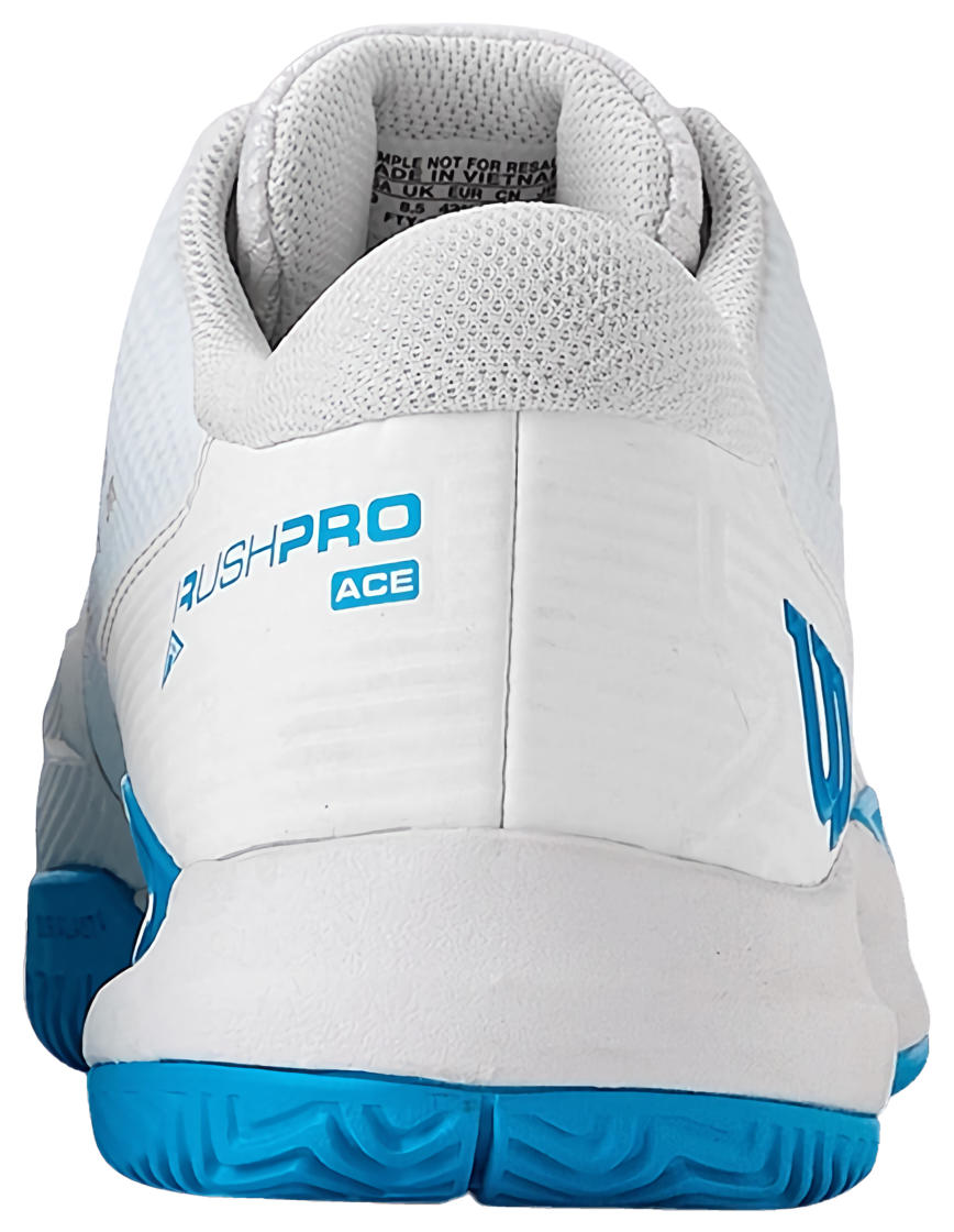 Кроссовки мужские Wilson Rush Pro Ace M, Белые/Голубые, расширенная посадка Wide Fit (р. EUR 44.7)